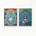 ●内在宝珠●外的宝珠<Br />
高田 良次 Ryoji Takada<Br />
内なる聖秘物が光を放つ臨界を表現しました。外へと放つ巴宝珠の力の作用を表現しました。