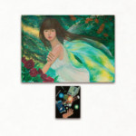 ❶プシュケの想像❷nostalgie<br />
湯川 瑛美香 Emika Yukawa<br />
プシュケの想像 : プシュケは、ギリシア神話では絶世の美女として
描かれています。ギリシア語としての意味は「命」「魂」です。
nostalgie : あの日の思い出に浸って