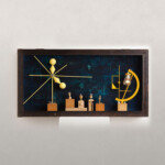 ひかり<br/>
古川 直明 Naoaki Furukawa<br/>
解体、構築。複数の作品を解体し、光をモチーフにした指輪と、解体した工業製品の真鍮部品で構築した什器。